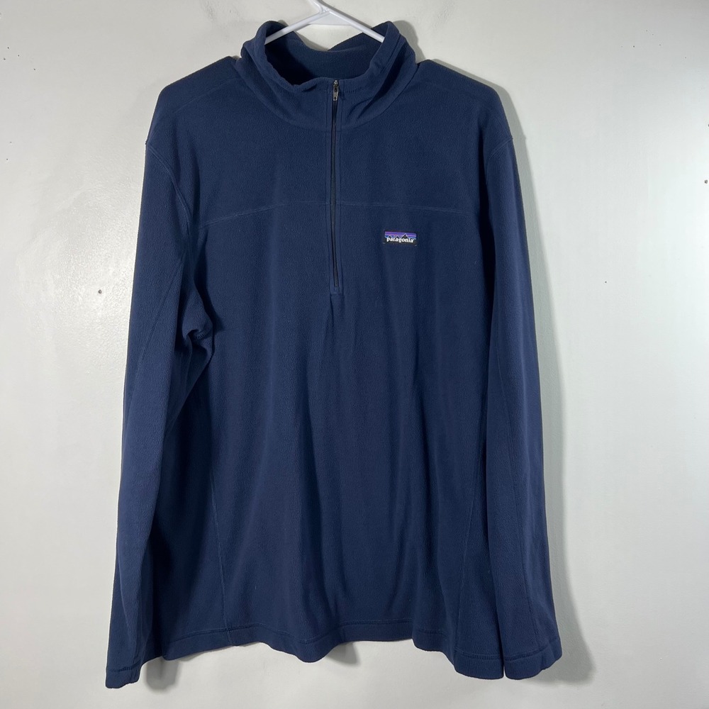 Patagonia Mens XL Micro D Quarter Zip Fleece Pullover Navy Blue 26176